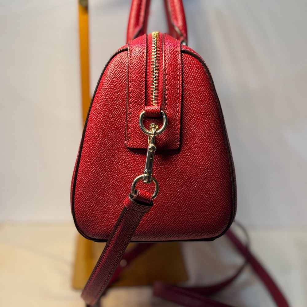Coach Red Leather Dome Satchel with Gold Hardware Rowan 79946 with strap - Picture 4 of 14